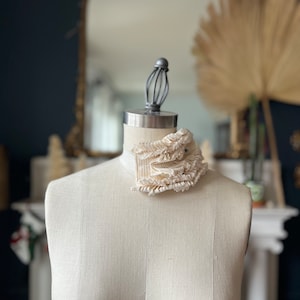 IVORY Artistic neck ruff/ Ruffled wrist band, ruffled bracelet, Zero waste