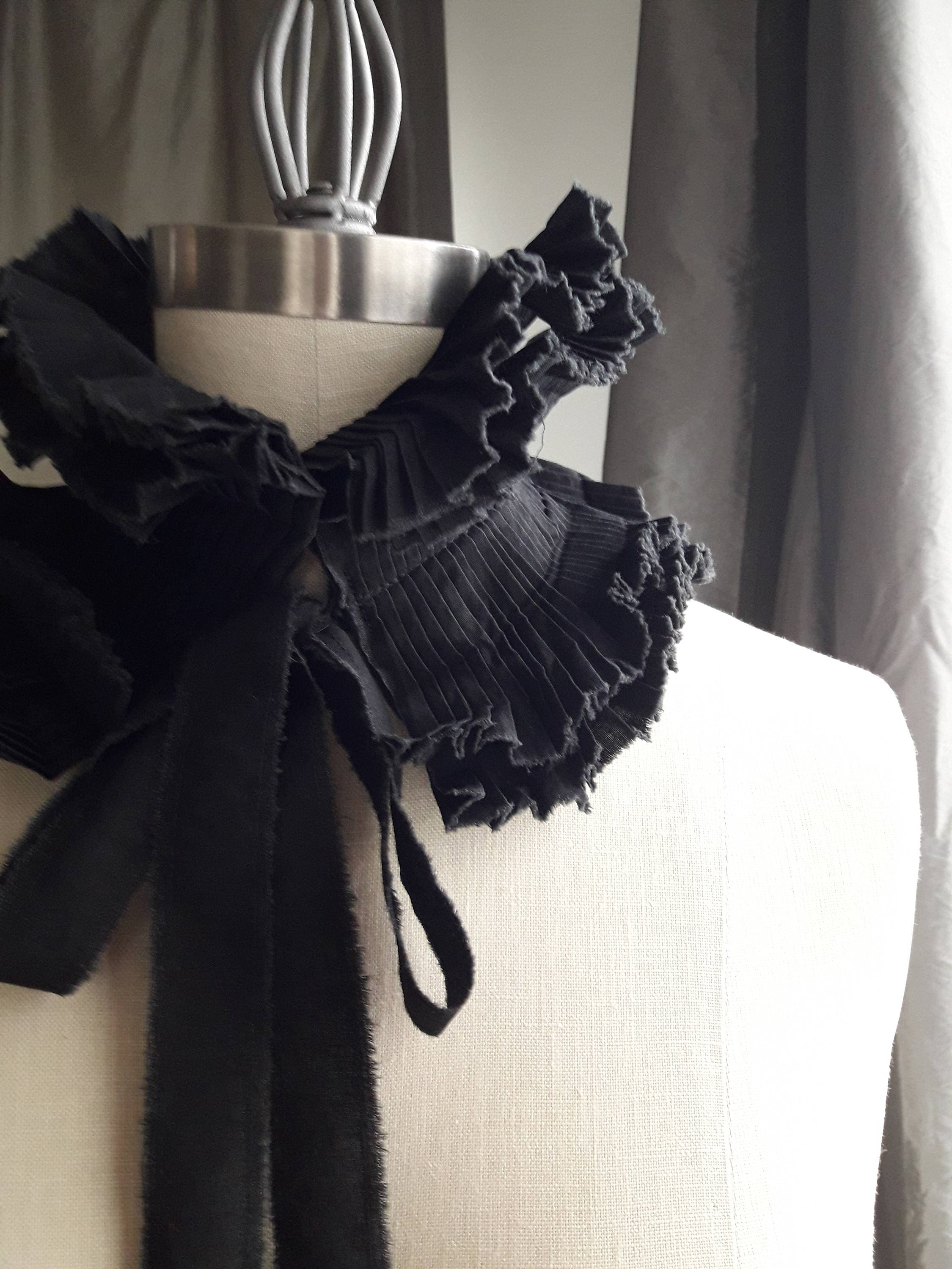 Black Neck ruffle/Couture ruffle/Black detachable