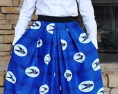 New Speed Bird skirt/African wax print/ Full pleated skirt/Holland wax/Tribal/African skirt/African print clothing/rusteam