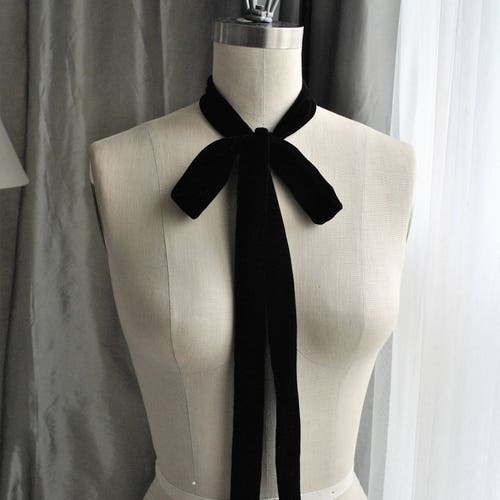 Black Silk Velvet Unique and Simple Neck Tie/ladies Thin - Etsy