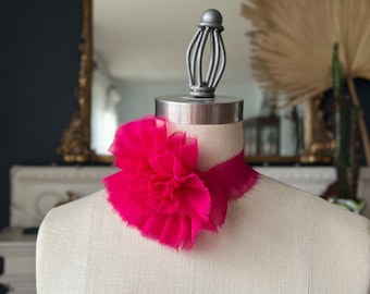 Art ruff/ pink Neck ruff/ Ruffled wrist band, ruffled bracelet, Zero waste