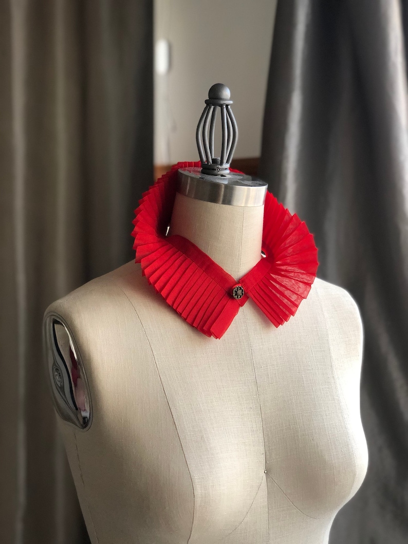 Silk organza COLLAR/WHITE Detachable collar pleated collar/High collar/Shirt collar/Fashion detail/Couture collar/Neck ruffle/marinaasta image 3