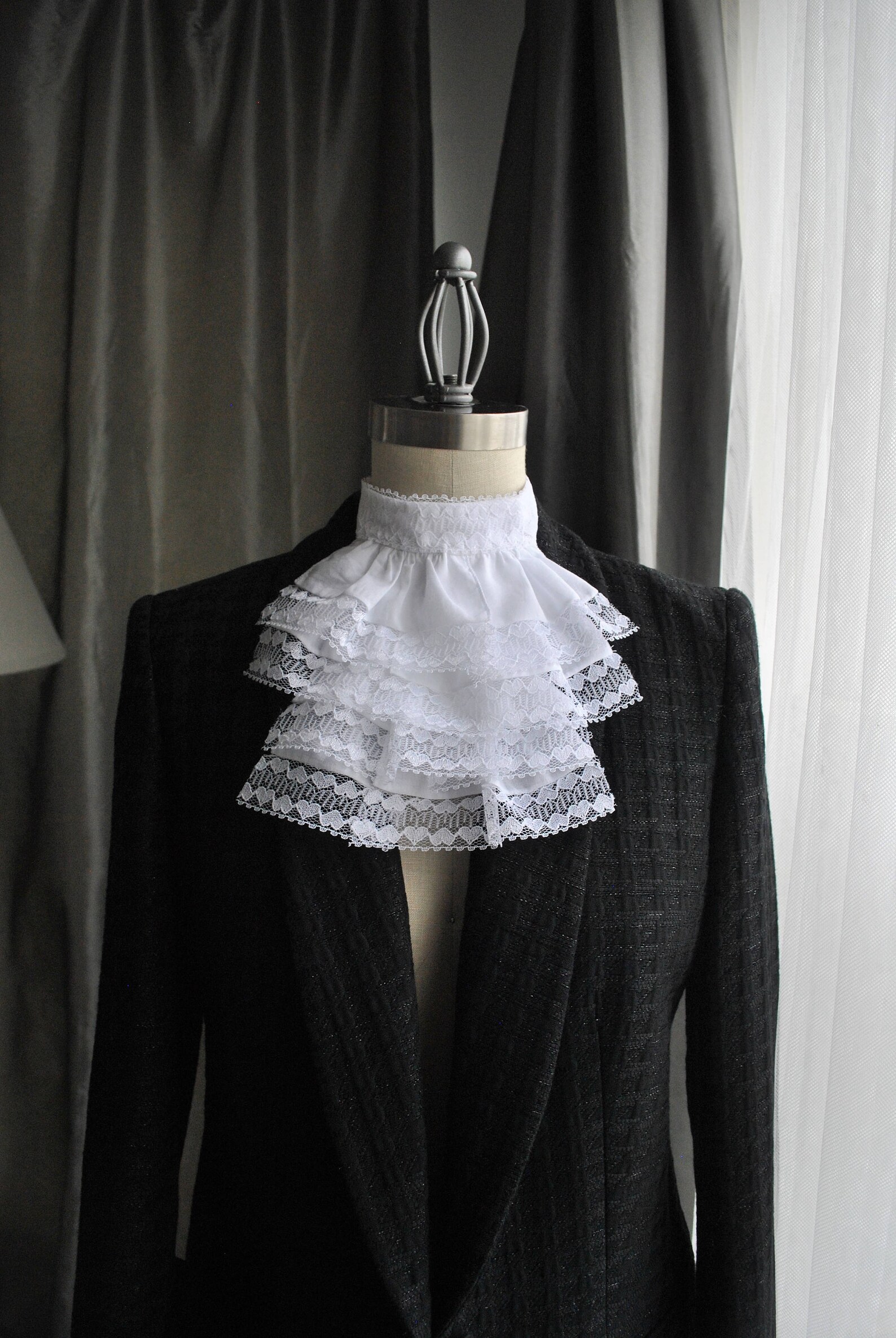 Fashion Jabot/Lace Jabot/ French Ascot/ High Neck blouse/White Etsy