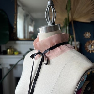 Dusty Pink SILK chiffon COLLAR RUFF ruffled choker collar/detachable collar/Silk choker/Couture neck/High neck/White collar/marinaasta image 8