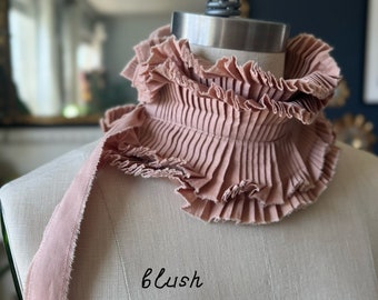 Blush  Neck ruff/ More colors/Pleated Collar/Designer Ruffle/Ruffle/Ruffle collar/ Ruffled Fashion/Ruffled shirt/ Victorian style