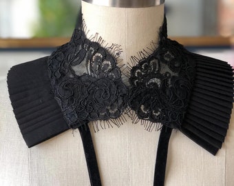 Lace collar/High neck collar/ Black lace shirt/Couture collar/Lace jacket/ Lace blouse/marinaasta