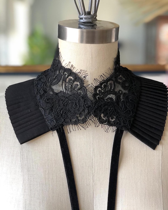 High neck black lace blouse hot sale