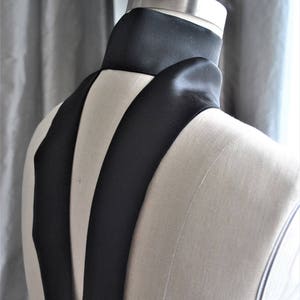 Black Silk Charmeuse Unique neck tie/Silk satin Bow/Black bow tie/Silk satin scarf/Silk narrow scarf/Bow waist/Bow belt/Pussy bow tie image 4