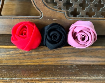 Black rose /ROSE BROOCH/ Silk rose/Haut couture/Pink Rose / marinaasta