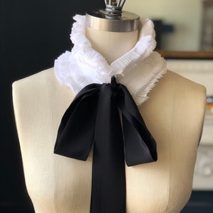 Ruffled Collar with Silk Ties/Multi use/Black collar/Pleated Collar/Ruffle waist/Couture collar/Ruffled choker/Plisse collier/フリル襟 image 4