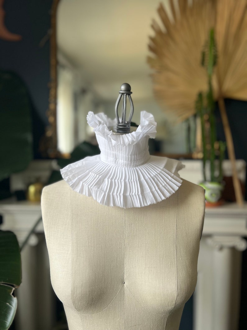 High Collar/Ruffle Detachable Collar/White collar /Black and White/French collar/White shirt/White wedding/White accessories image 2