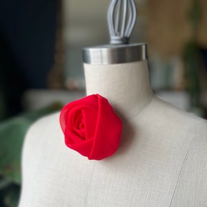 Red rose /ROSE BROOCH/ Silk rose/Haut couture/Pink Rose / marinaasta image 6