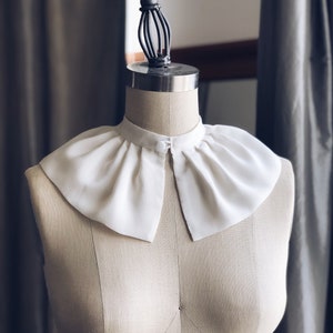 Detachable SILK COLLAR/RuffCollar/Silk Collar/High collar/Neck cover/Detachable collar/Black and White/Neck piece/WHITE Silk collar image 6