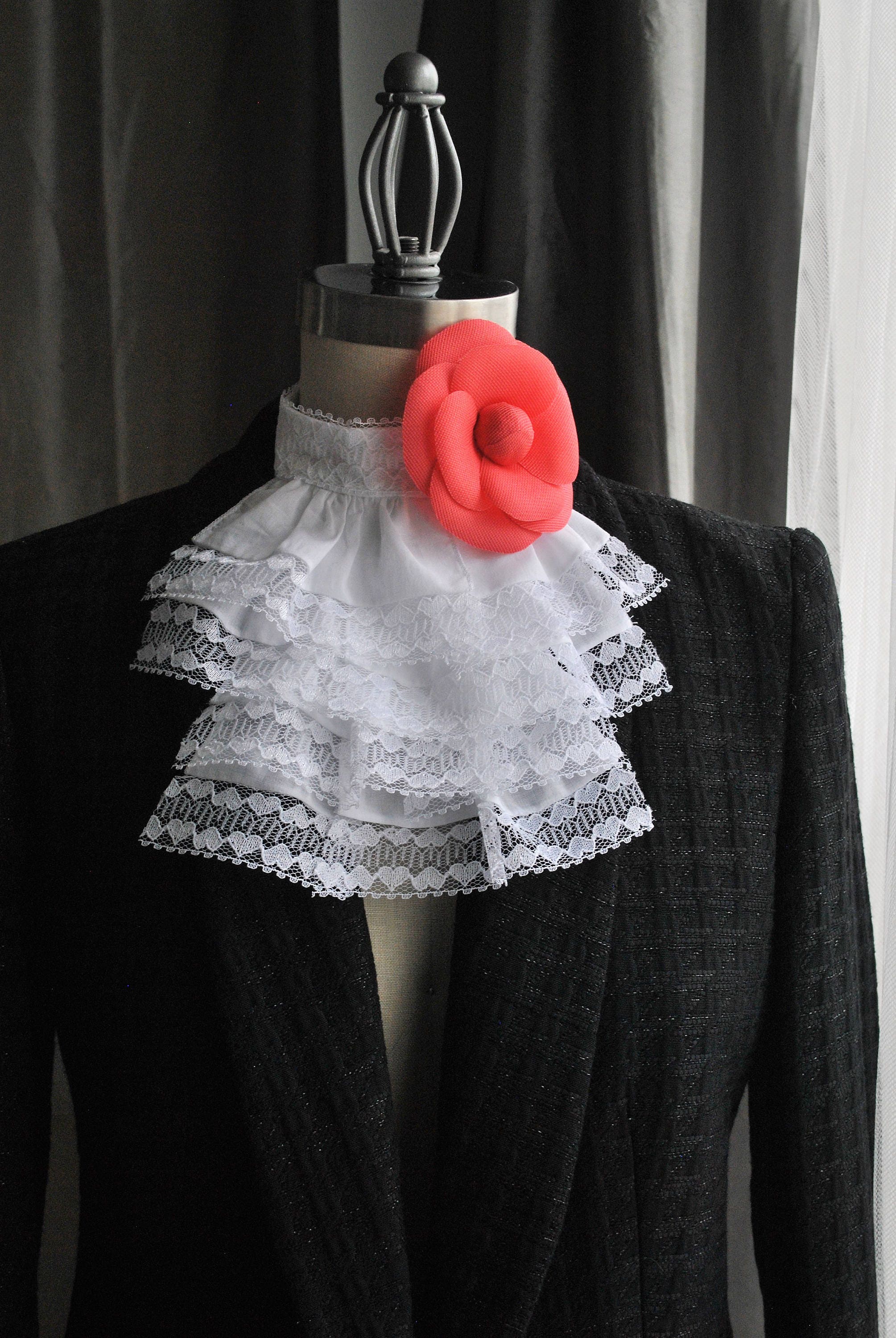 Fashion Jabot/lace Jabot/ French Ascot/ High Neck Blouse/white Etsy