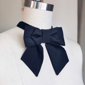 Black silk Bow tie/Bow necklace/ Bow Choker/Black choker/Silk Choker/Woman tie/Fashion idea? Black Silk Bow Tie/ Black Silk Choker/