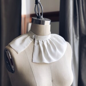 Detachable SILK COLLAR/RuffCollar/Silk Collar/High collar/Neck cover/Detachable collar/Black and White/Neck piece/WHITE Silk collar image 9