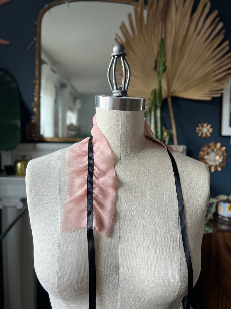 Dusty Pink SILK chiffon COLLAR RUFF ruffled choker collar/detachable collar/Silk choker/Couture neck/High neck/White collar/marinaasta image 7