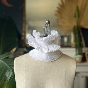 High Collar/Ruffle Detachable Collar/White collar /Black and White/French collar/White shirt/White wedding/White accessories image 3