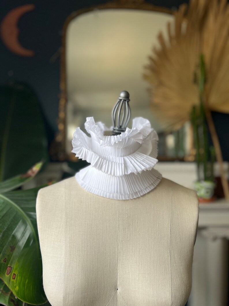 High Collar/Ruffle Detachable Collar/White collar /Black and White/French collar/White shirt/White wedding/White accessories image 3