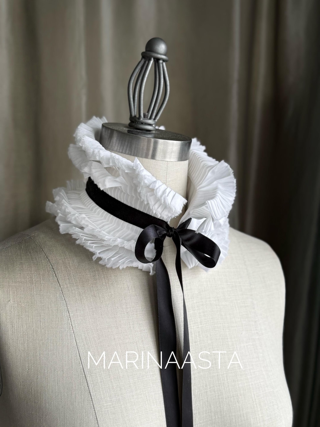 White Ruff Neck White Ruff Collar/hand Pleated Collar/victorian Choker Necklace / Neck ...