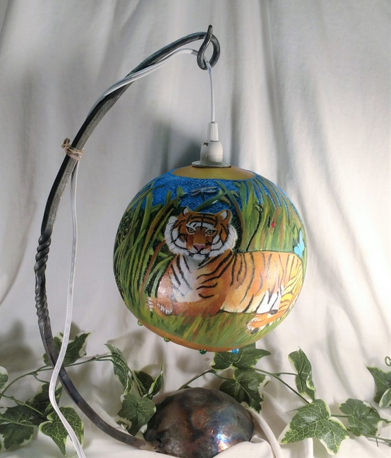 Striking Cross and Flowers Gourd Knitting Yarn Bowl