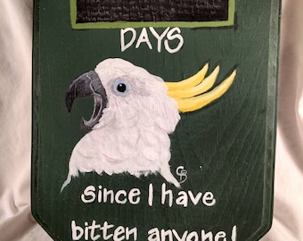Bird Warning Bite Funny Cage Parrot Pet Birds Rustic Sign Wall Plaque or Hanging
