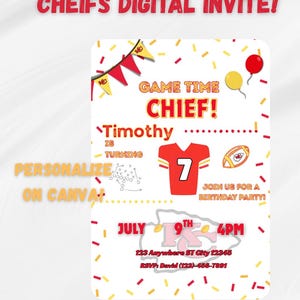 Chiefs Digital Invite! football Fan Birthday Invitation Kansas City