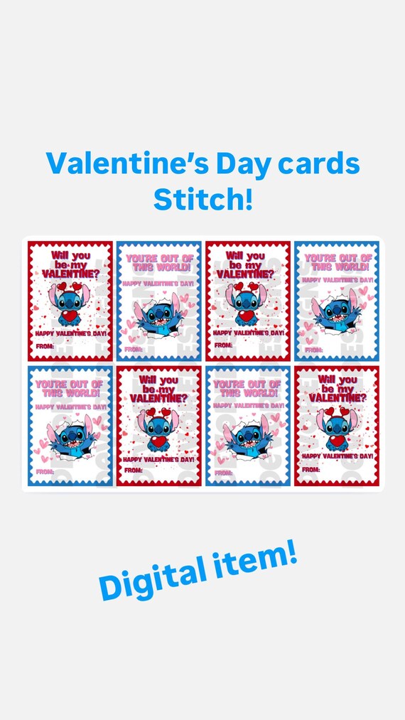 Classroom Valentines Day cards Stitch