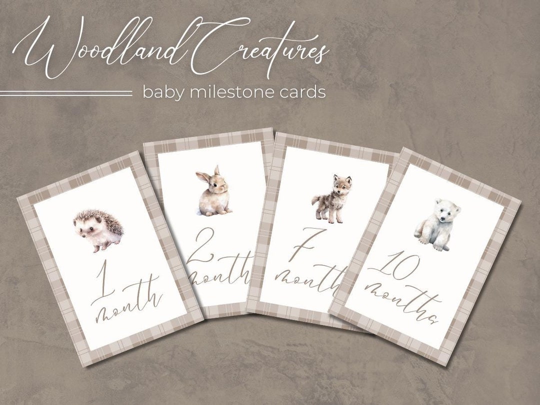 Woodland Creatures Baby Milestone Cards Digital Download, Animal ...