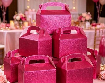 Hot pink Favor Boxes | Barbie Birthday Theme | Empty Treat & Gift Boxes