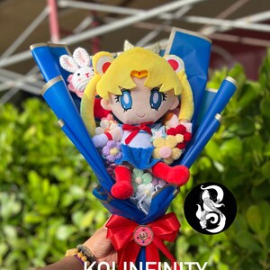 Bunny Girl Anime Crochet Flower Plushie Bouquet Presente para sua namorada, amiga, filha, esposa, irmã
