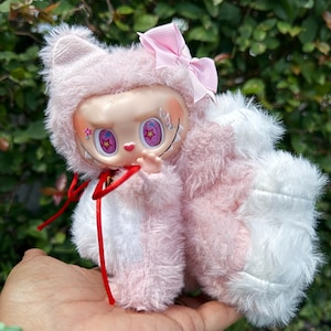 Pink Custom Cute Fluffy Handmade Nine-tailed Lafufu Labubu