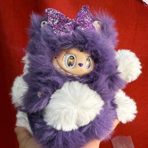 Custom Purple Star Cute Fluffy Handmade Nine-tailed Fox Bedazzled Labubu