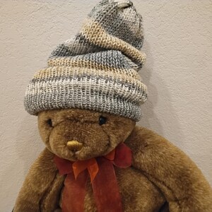 Warm Winter Hat - Two Layer - Beanie or Slouch Hat - Tan, White, Gray, - Knit - Youth, Women, Men - Large