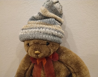 Warm Winter Hat - Two Layer - Beanie or Slouch Hat - Tan, White, Gray, - Knit - Youth, Women, Men - Large