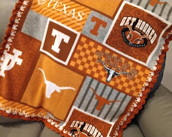 XS UT University of Texas Longhorns Baby Blanket Fleece Baby Girl or Boy Doll Orange, White
