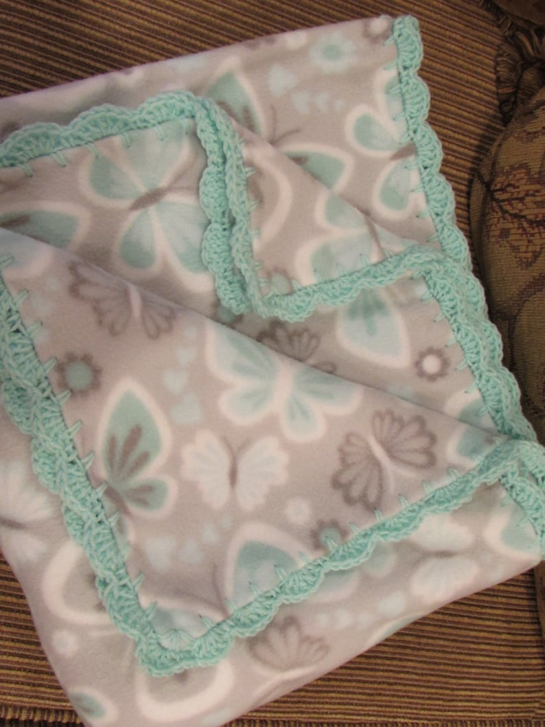 Butterflies in Turquoise and Gray Fleece Throw Blanket Etsy