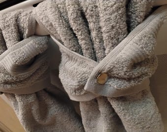 Edged Hanging Hand Towel, Gray, Solid Bath Towel or Kitchen Towel 16"x28"