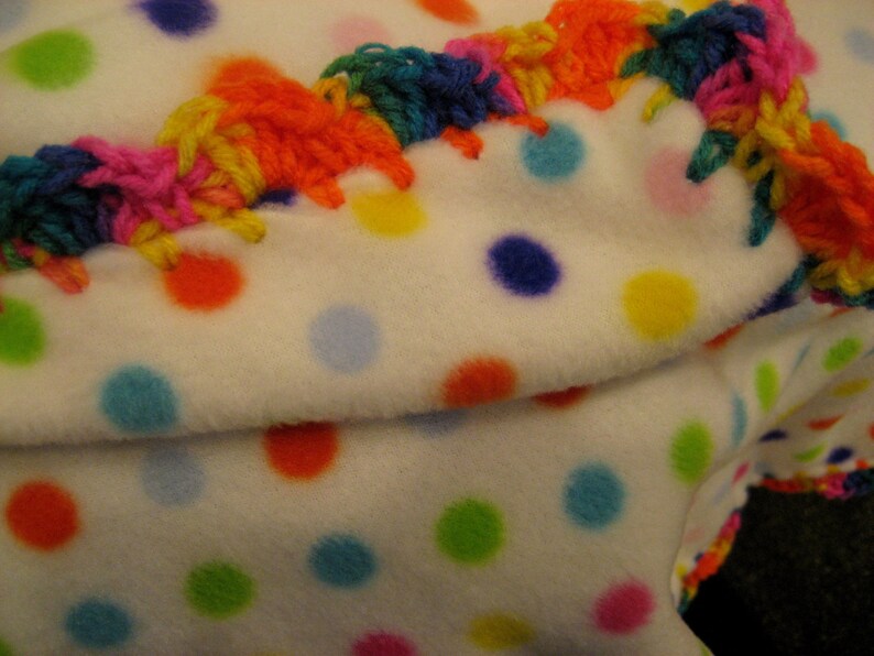 Baby Blanket With Crochet Ruffle Bright Primary Colors Polka Etsy