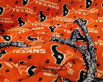 Houston Texans Fleece Throw Blanket with Super Ruffle Crochet Edge Football