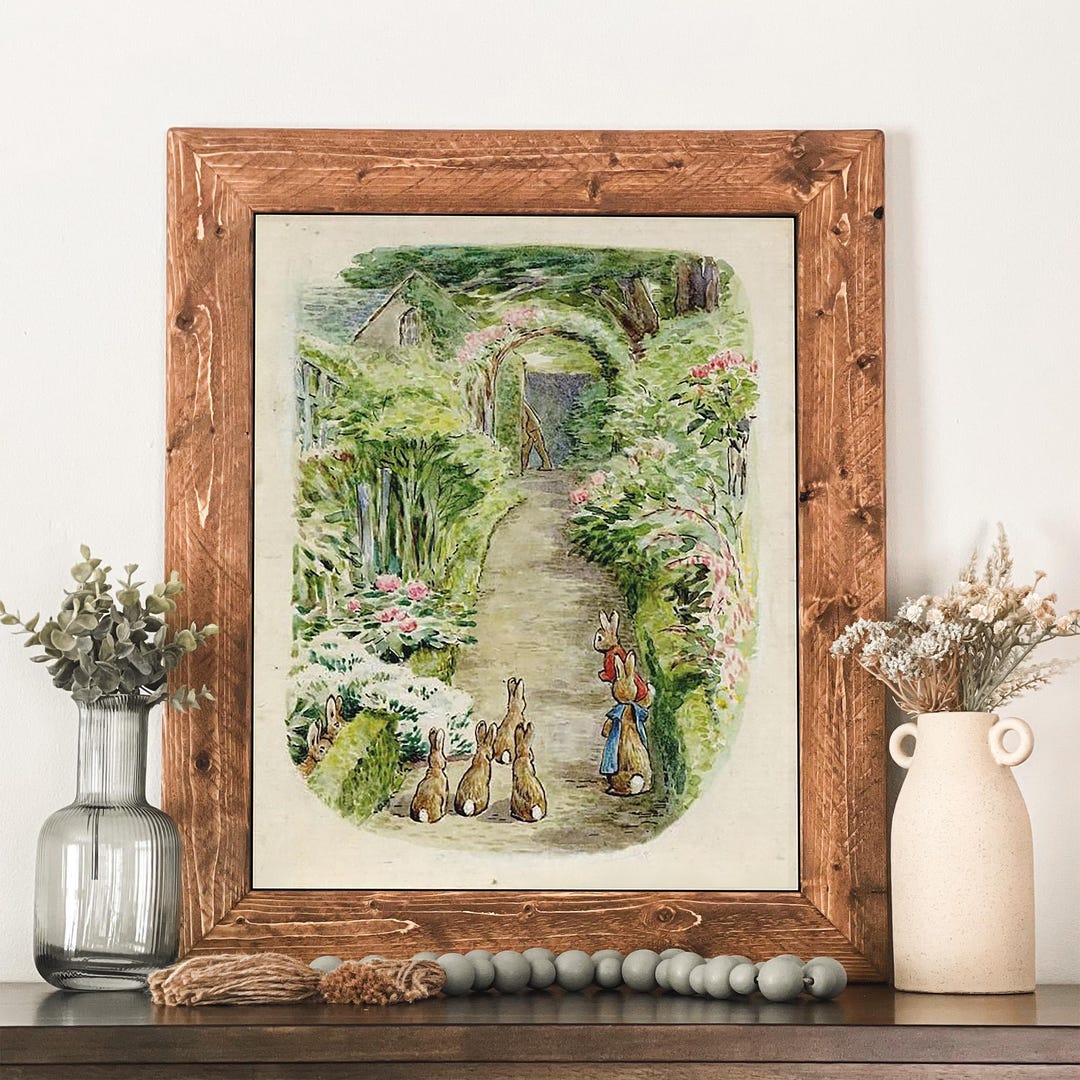 Framed Peter Rabbit Wall Art, Storybook Nursery Decor, Vintage Garden ...