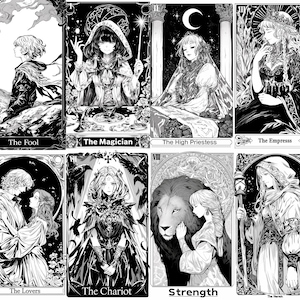 Black and White Beauty Tarot Cards, Major Arcana, Digital Products