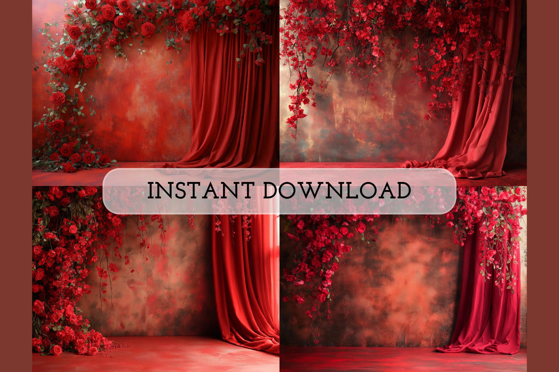 Red Rosed Backdrop 16 PNG Red Roses Backdrop, Red Roses Painted Canvas Curtain Background ...