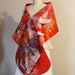KIMONO Shawl Wedding Vintage UCHIKAKE silk gold brocade red gold pink SAKURA cherry blossom peacock flower made to order