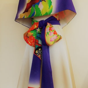 OBI sash bow belt self tie gold brocade Sakura cherry blossoms Lavender Gold water flow Lilac ready to ship