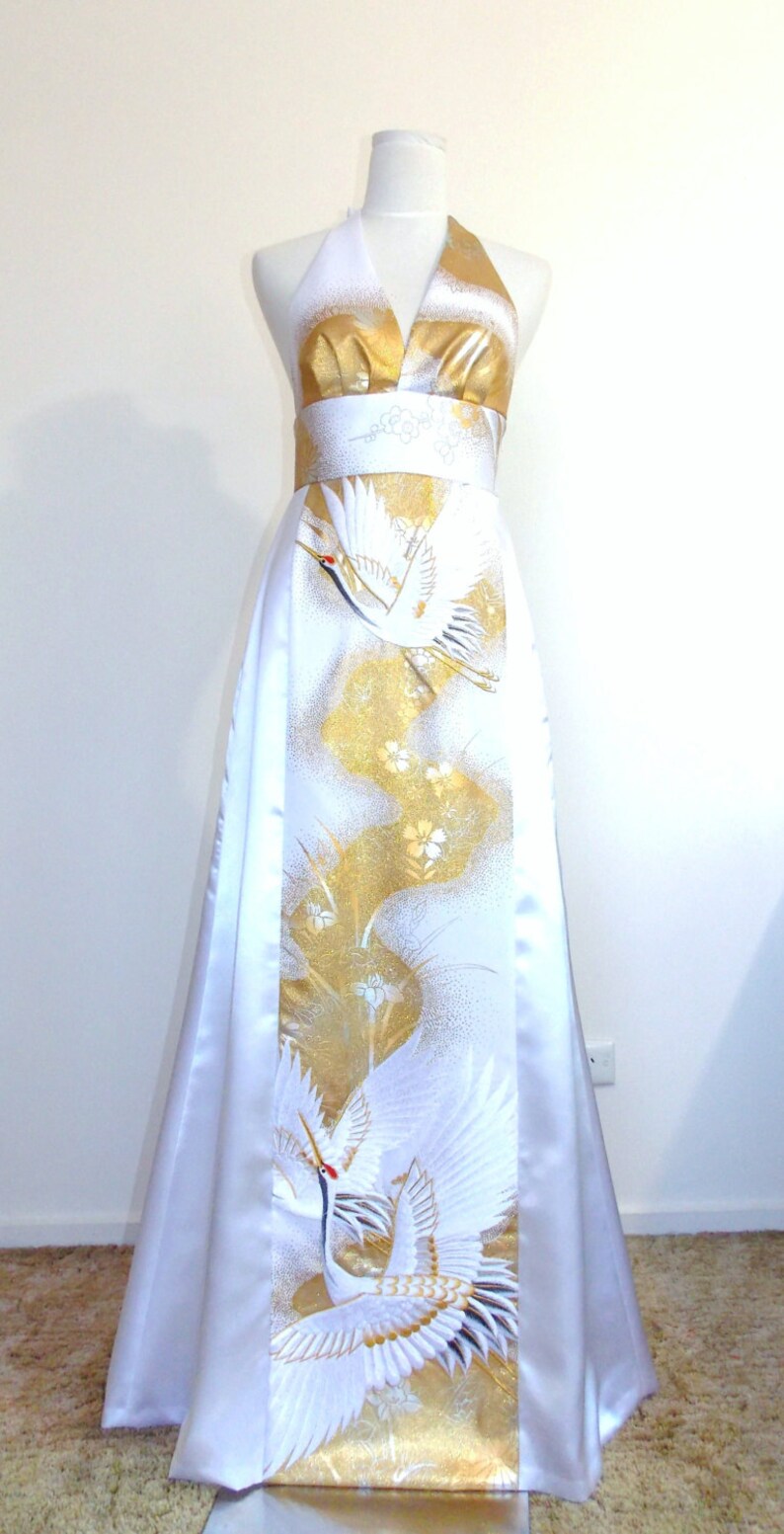 Wedding Dress Made With Vintage Bridal KIMONO Halter Neck Etsy