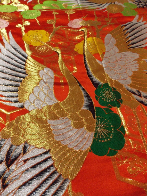 UCHIKAKE Wedding Kimono robe silk gold brocade Cr… - image 4