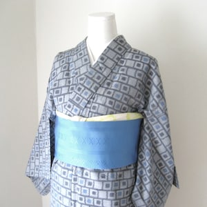 Vintage KIMONO casual cotton cubic dot motif grey blue size M-L ready to ship
