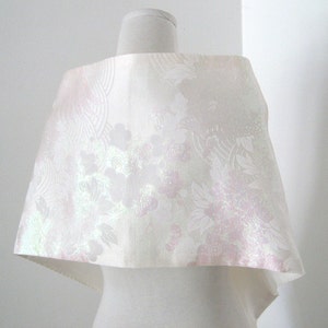 Bridal KIMONO Shawl wedding peacock white pale pink opal size free made to order image 4