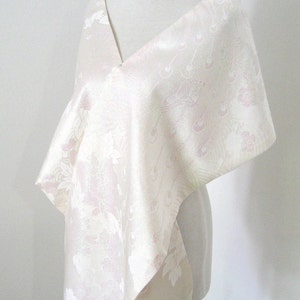 Bridal KIMONO Shawl wedding peacock white pale pink opal size free made to order image 2